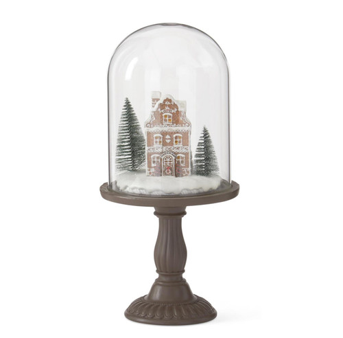14.5" LED Gingerbread House Cloche