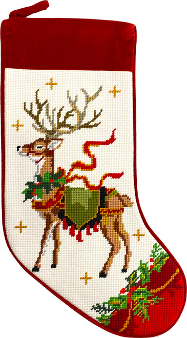 Embroidered Reindeer Stocking