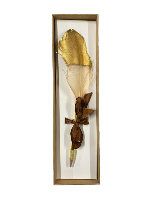 Newport Mansions Cream & Gold Feather Pen