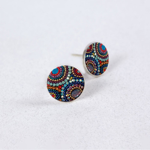 Kaleidoscope Large Round Stud Earrings