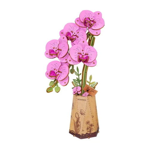3D Wooden Puzzle Kit: Purple Moth Orchid