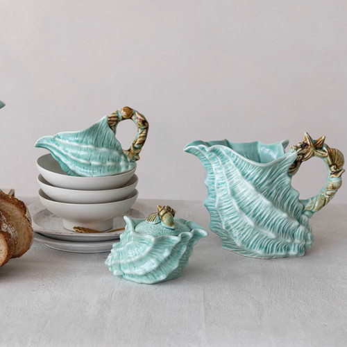 Blue Conch Stoneware Pitcher