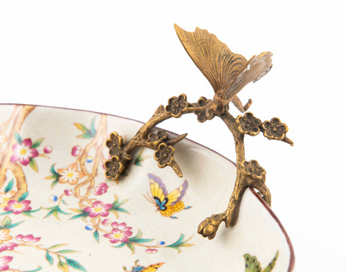 Pink Butterfly Metal Mount Decorative Dish