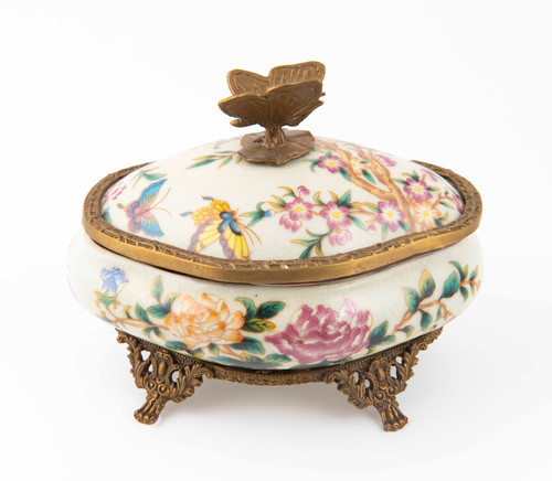 Pink Butterfly Metal Mount Keepsake Box