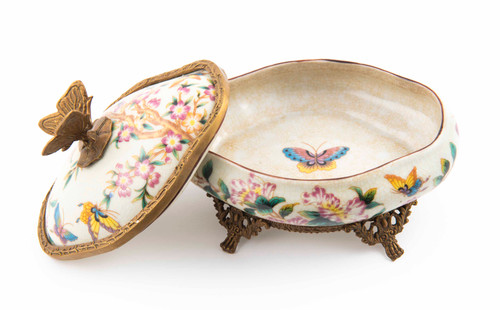 Pink Butterfly Metal Mount Keepsake Box