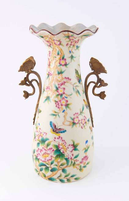 Pink Butterfly Metal Mount Vase