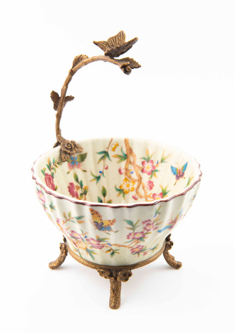 Pink Butterfly Metal Mount Decorative Bowl