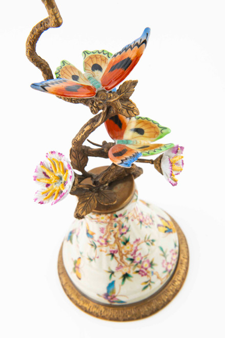 Pink Butterfly Metal Mount Candlestick