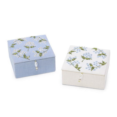 Embroidered Hydrangea Jewelry Box