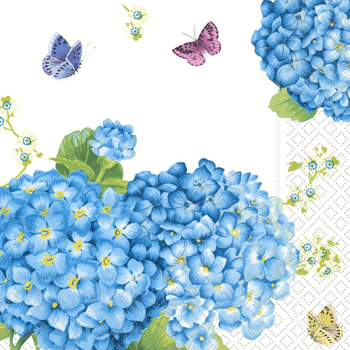 Butterfly Hydrangeas Cocktail Napkins - 20 Count