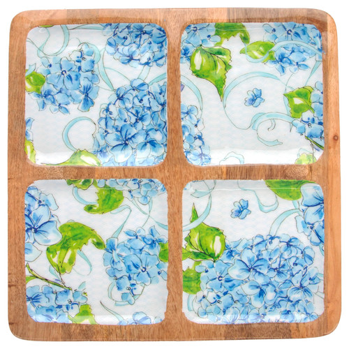 Blue Hydrangea 4-Sectioned Tray