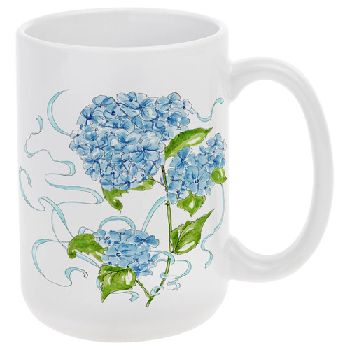 Blue Hydrangea Ribbon Mug