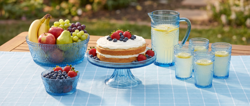 Blue Vintage Glass Cake Stand