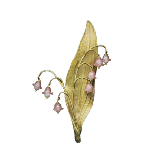 Pink Lily of the Vally Bronze Brooch