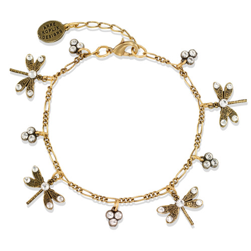 Spring Skimmer Dragonfly Crystal Bracelet