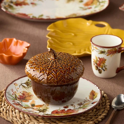 Autumn Meadows Acorn Covered Soup Bowl