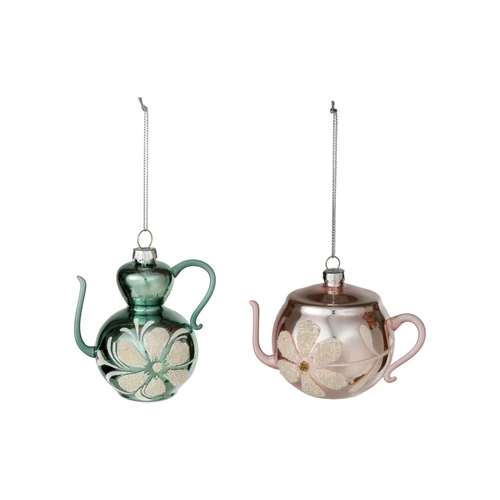 Orn Gl Teapot Floral