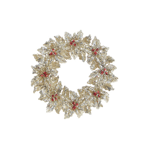Holly Wreath Glitter Ornament