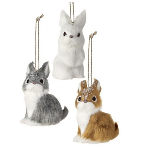Orn 4" Fur Winter Rabbit