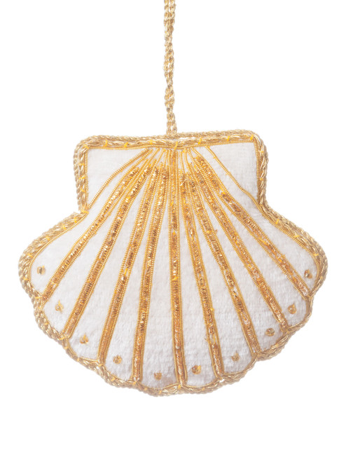 Gold Scallop Shell Embroidered Ornament