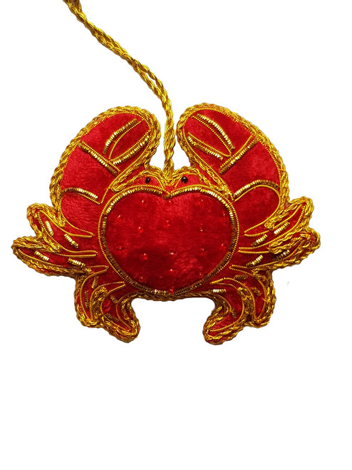 Red Crab Embroidered Ornament