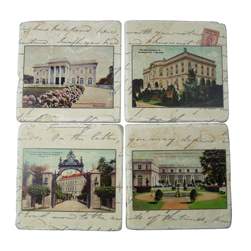Stone Coasters, Newport Mansions, Set of 4 Stone Coasters, Newport Mansions, Set of 4