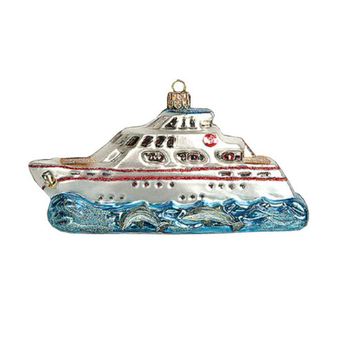 Blown Glass Yacht Ornament Blown Glass Yacht Ornament