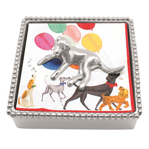 Mariposa Beaded Napkin Box with Labrador Weight Mariposa Beaded Napkin Box with Labrador Weight