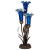 Blue Lily Tiffany Glass 3-Blub Table Lamp