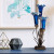 Blue Lily Tiffany Glass 3-Blub Table Lamp