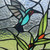Happy Hummingbird Stained Glass Window Panel