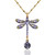 Violet Mist Dragonfly Dew Drop Crystal Necklace