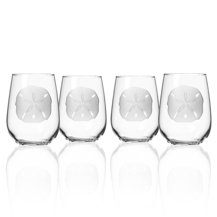 sand dollar stemless wine glasses