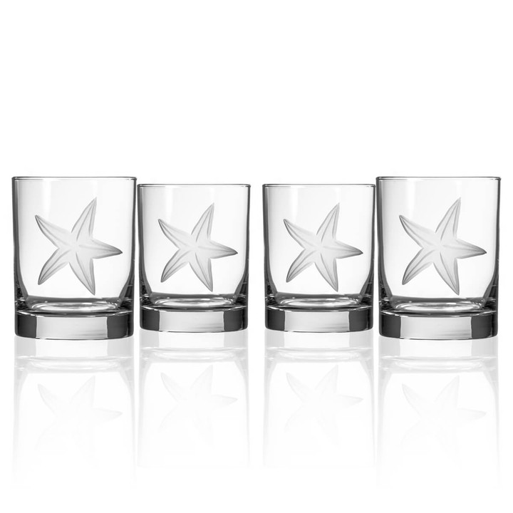 starfish double old fashioned glasses