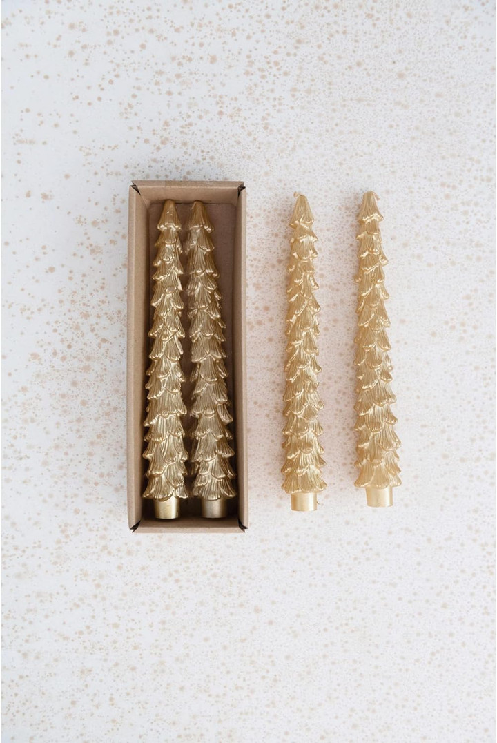 Gold Pine Tree Candles
