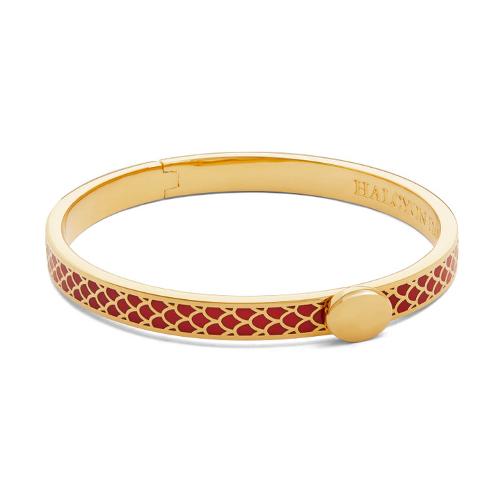 Skinny Salamander Red & Gold Hinged Bangle