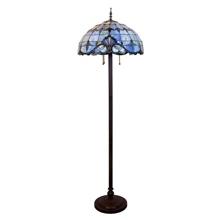 Allistar Blue Stained Glass Tiffany Style Floor Lamp