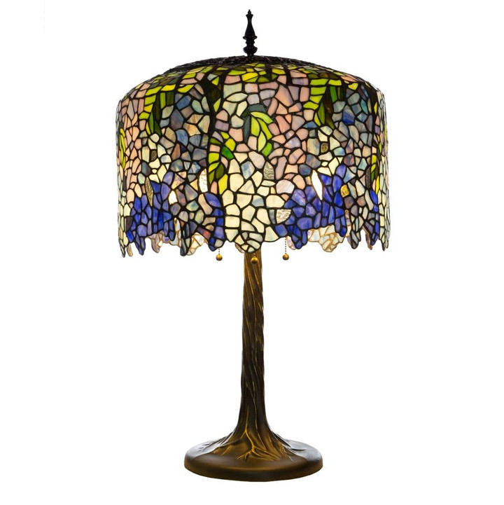 Wisteria Blue Stained Glass Tiffany Style Table Lamp
