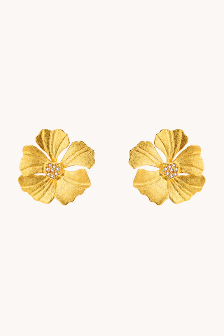 Rose Periwinkle Gold Stud Earrings