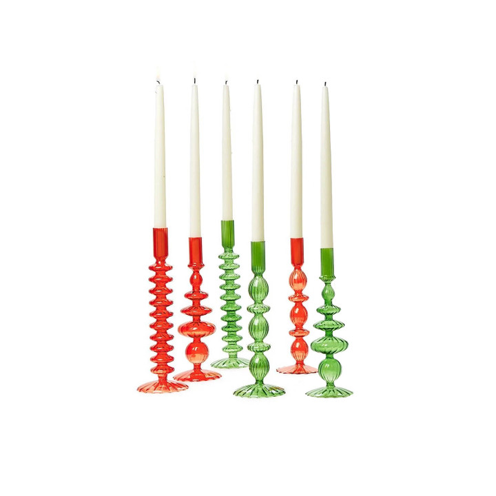 Holiday Hand-Blown Glass Candleholder
