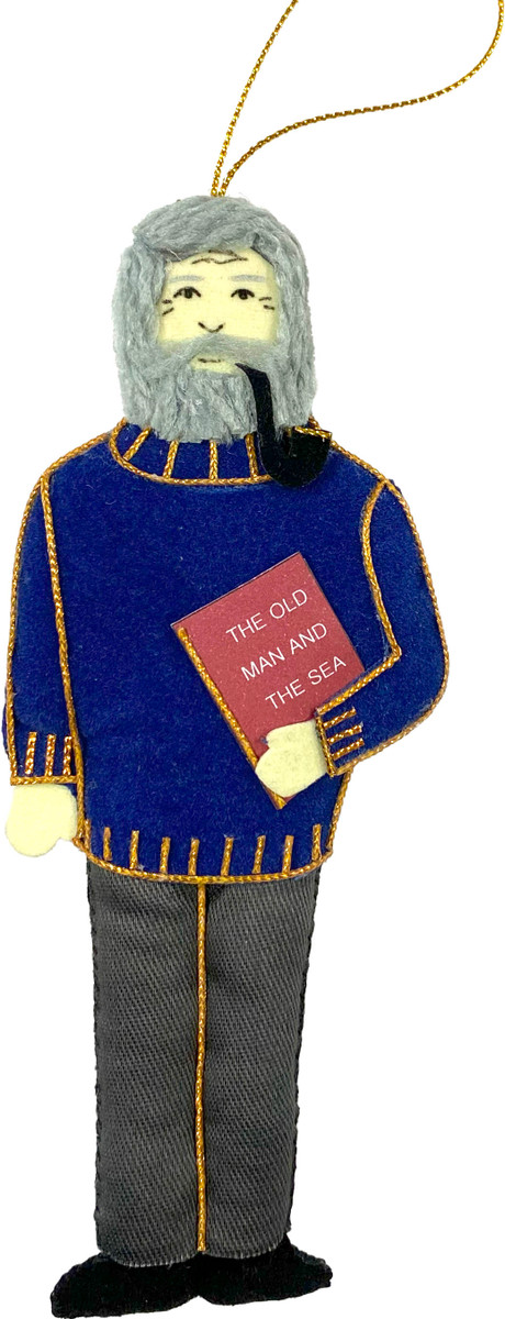 Ernest Hemingway Embroidered Ornament