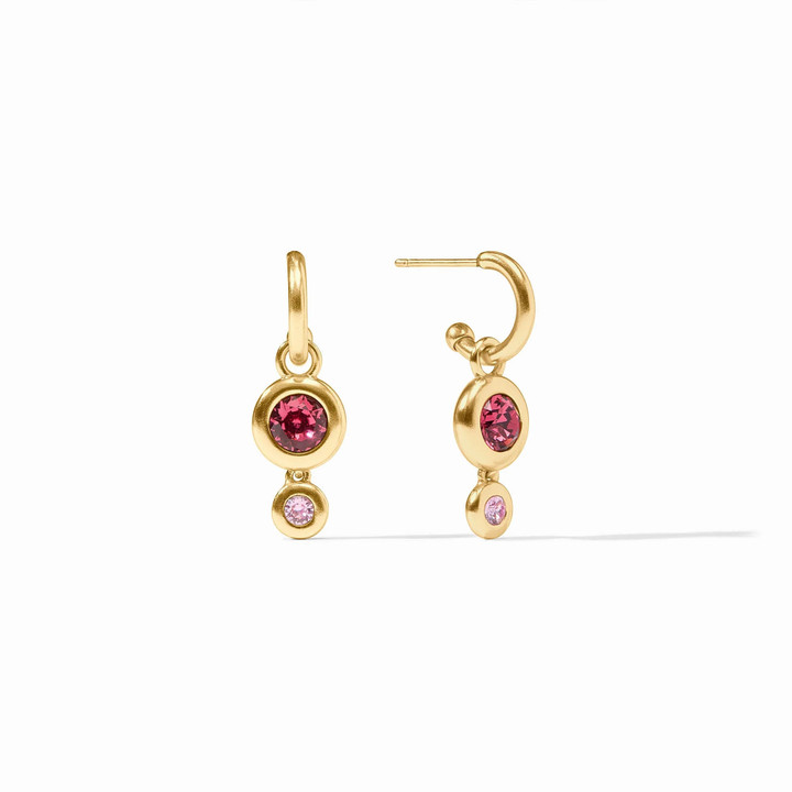 Rainbow Duo Hoop & Charm Earring - Pink Dawn