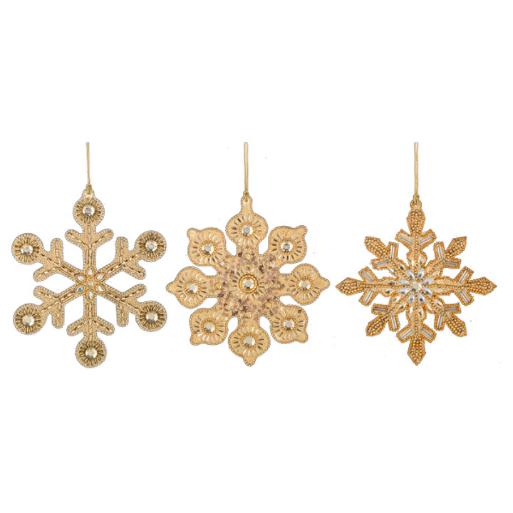 Beaded Gold Snowflake Ornament