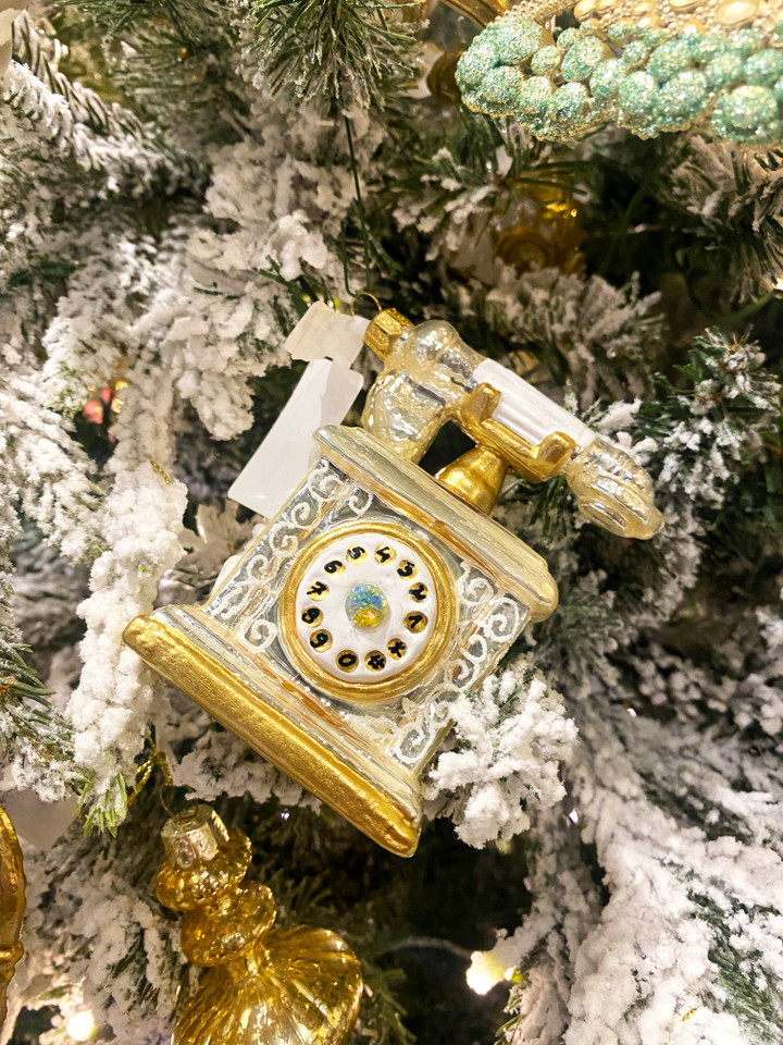 Vintage Telephone Glass Ornament Vintage Telephone Glass Ornament