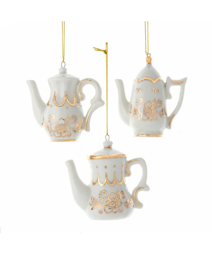 Assorted Gold & White Teapot Ornament Assorted Gold & White Teapot Ornament
