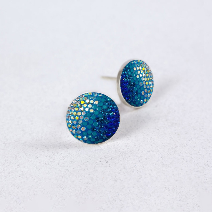 Ocean's Cry Large Round Stud Earrings