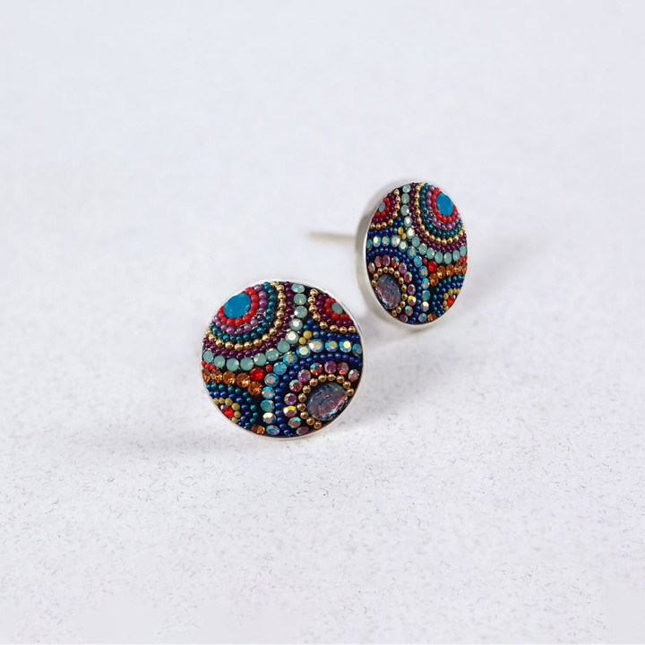 Kaleidoscope Large Round Stud Earrings