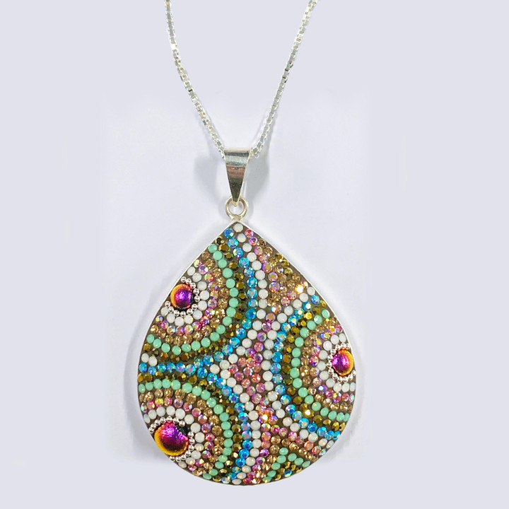 Mosaic Dew Drop Pendant Necklace