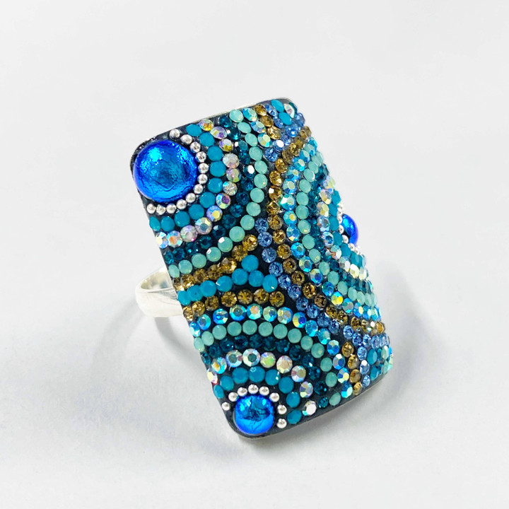 Ocean’s Cry Rectangular Crystal Ring