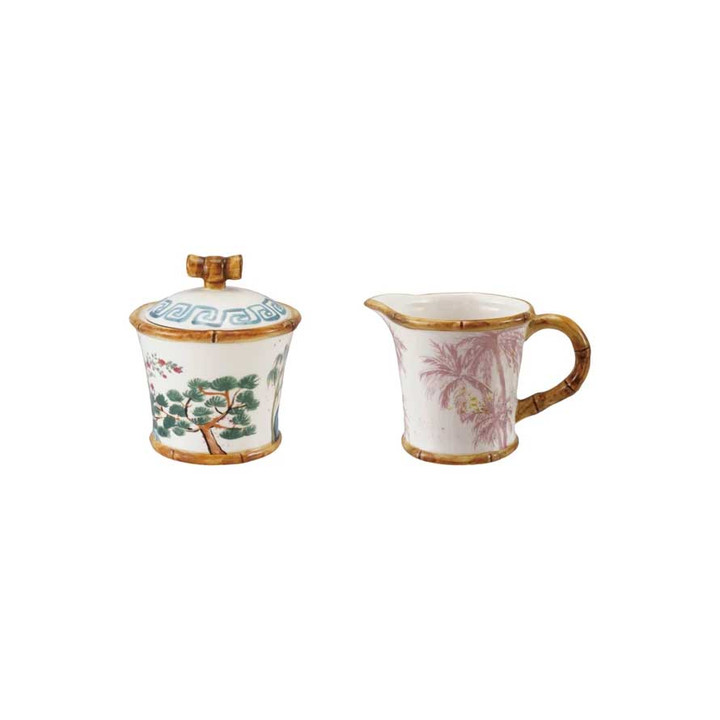 Bamboo Edge Stoneware Sugar & Creamer